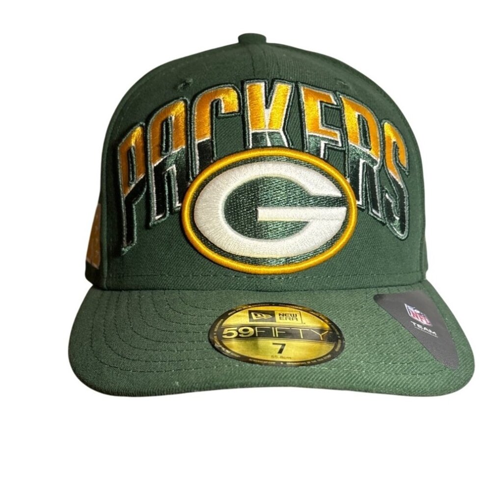 Green Bay Packers New Era 59FIFTY Fitted Hat Embroidered Cap Sz 7 READ